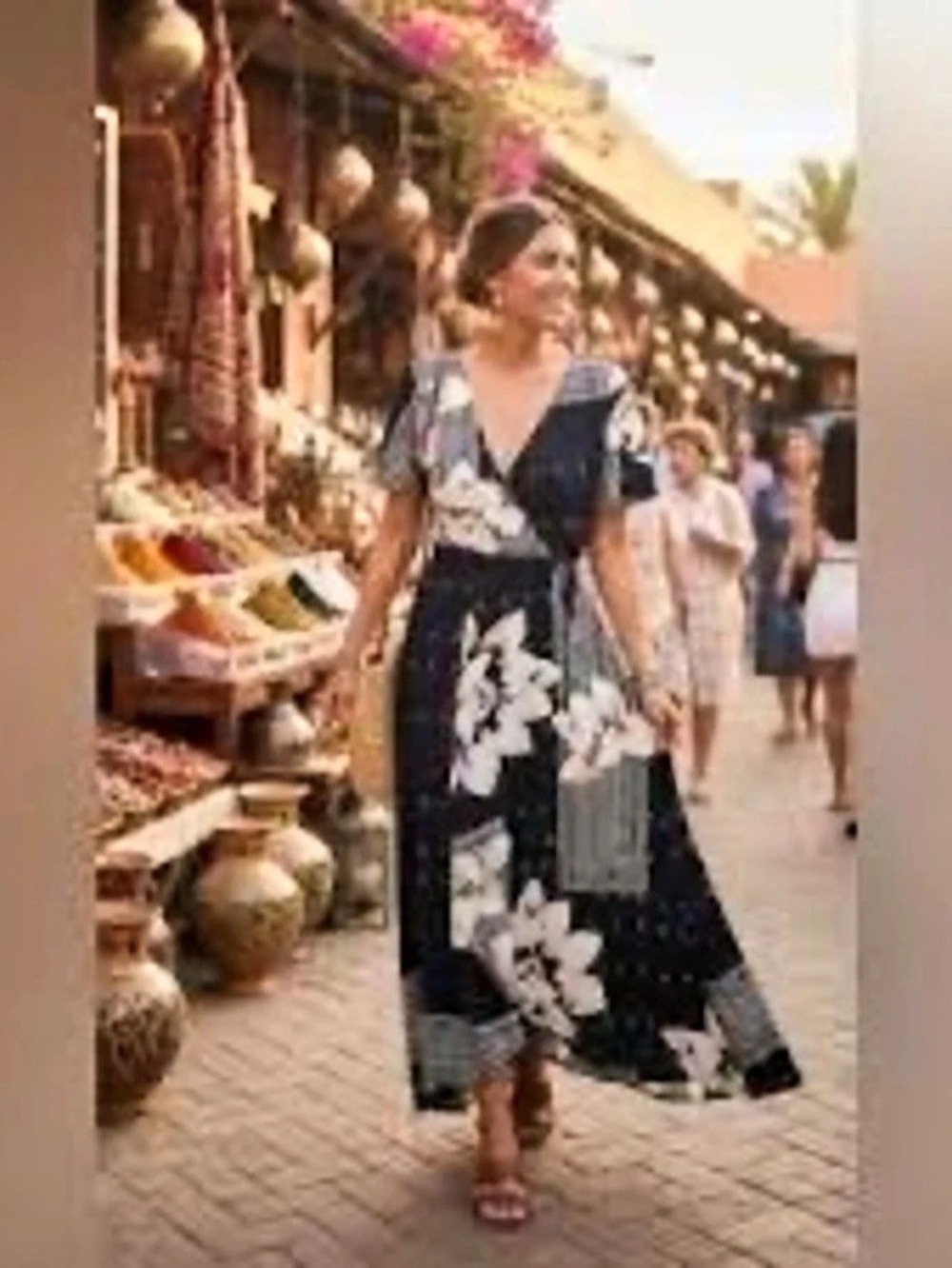 O’Neill Floral Maxi Dress in Black & White Like New